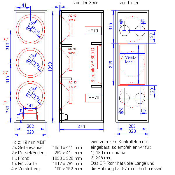 Bauplan Lautsprecherbausatz Sub 30
