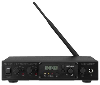 Sistemas de visitas guiadas y de conferencias , Emisor PLL 16 canales, para el funcionamiento de un micrfono y seales audio de lnea TXA-800ST