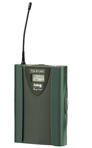 Microfoni senza fili: Trasmettitore e ricevitore, Trasmettitore tascabile a multifrequenza TXS-871HSE