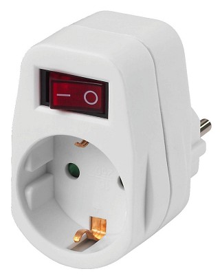 Mains voltage: Switchable sockets, Plug-in earthed socket with switch MEP-1S