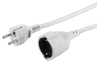 Mains voltage: Mains cables and connectors, Mains extension cables, with earthed plug and socket MC-315/WS