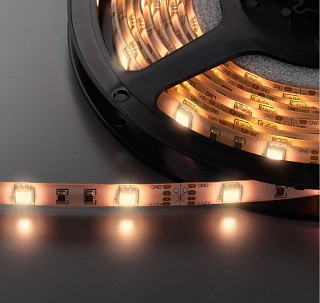 Zubehör Lichttechnik, Flexible LED-Streifen, 12 V Gleichstrom , feuchtigkeitsgeschützte Version mit extra hell leuchtenden 5050-LEDs (3-Chip-LED) LEDS-55MP/WWS